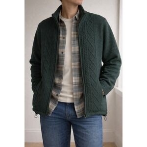 Carraigdonn Ireland Wool Cable Knit‎ Full Zip Sweater Jacket – Men's XL
